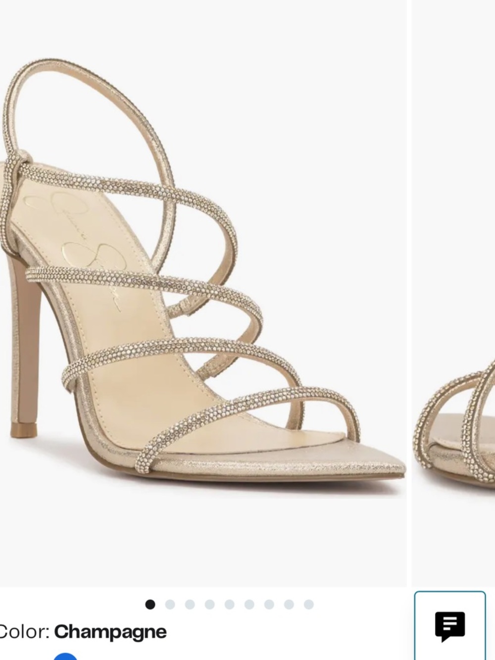 Jessica Simpson Champagne Strappy Crystal High Heel Sandals - Sz. 5.5